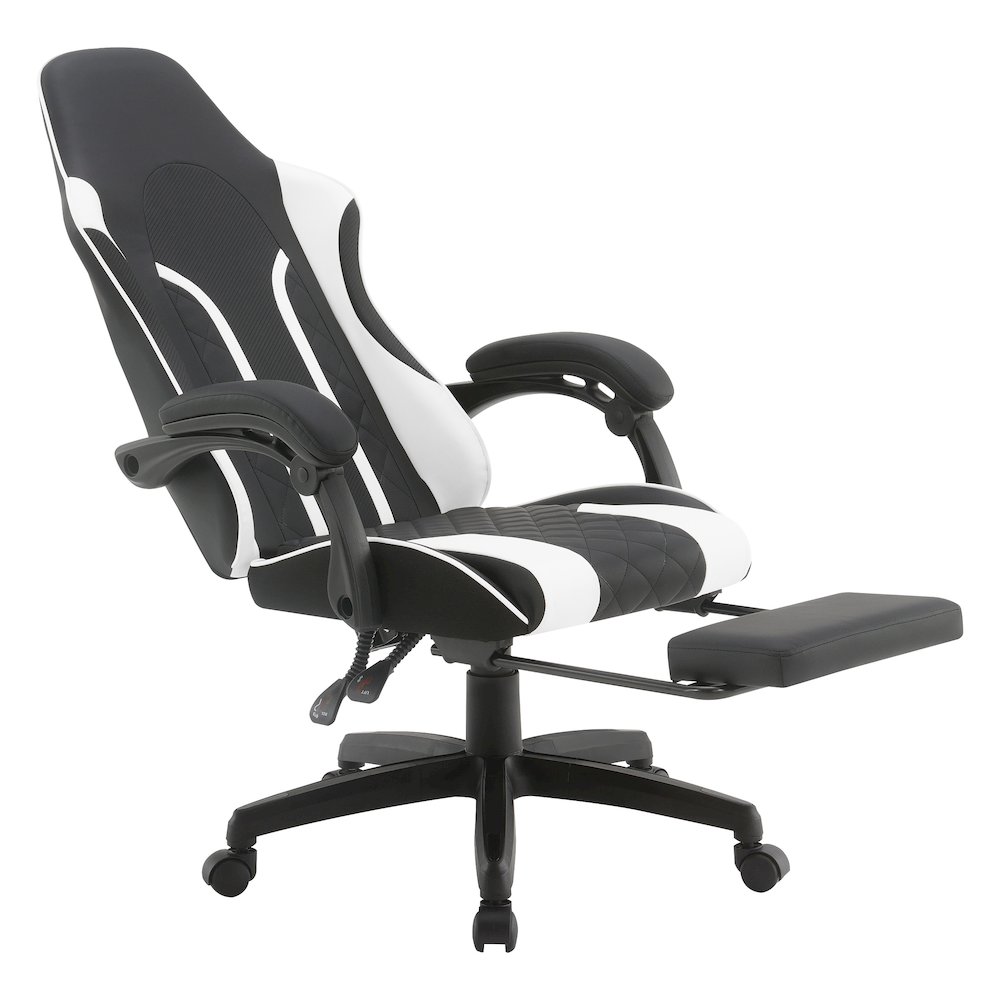 Expanse Gaming Chair  With Footrest in White Fabric. Picture 3