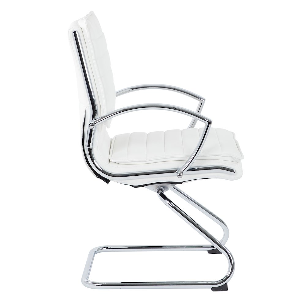 Guest Faux Leather Chair with Chrome Base and Includes Removable Arm Sleeves. Picture 5