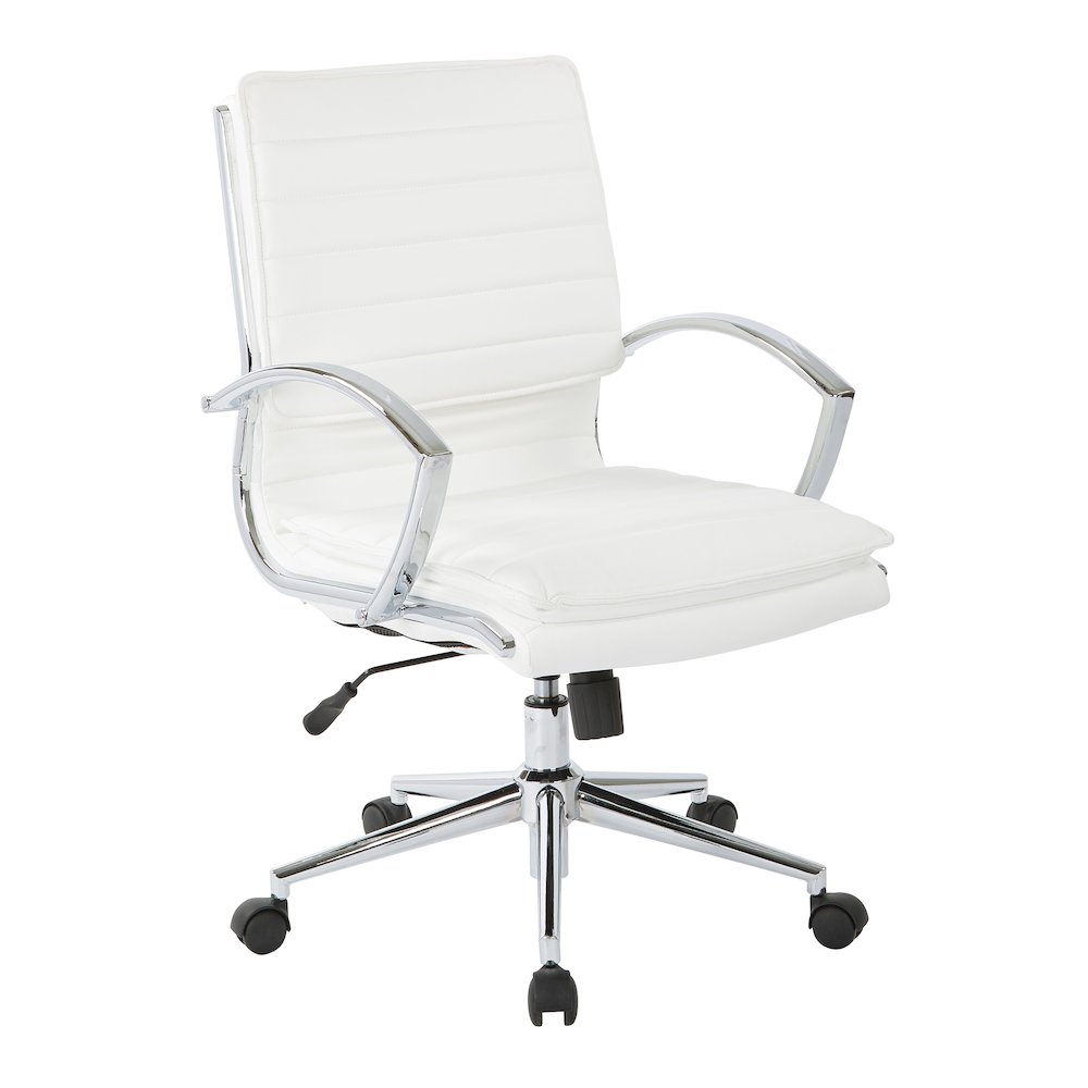 Mid-Back Manager’s Faux Leather Chair with Chrome Base, Removable Arm Sleeves.. Picture 1