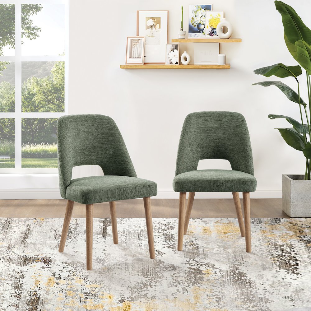 Ralston Dining Chair in Pine Fabric with Medium Oak Legs 2-Pack. Picture 2