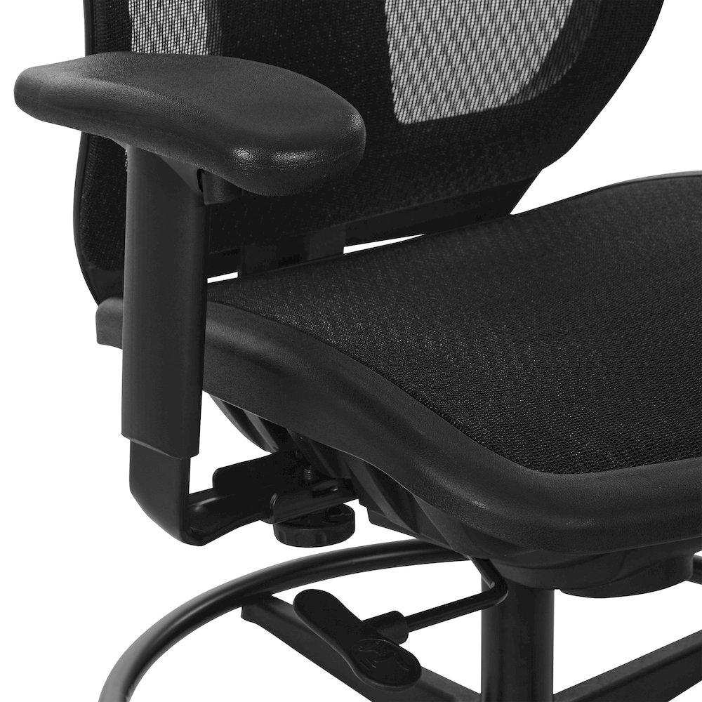 ProGrid Mesh Back Drafting Chair with Black Mesh Seat, PU Padded. Picture 8