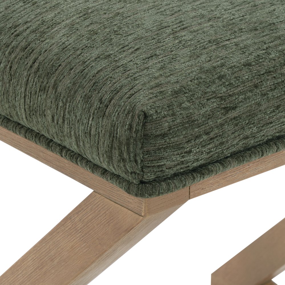 Carson X-Frame Stool in Pine Fabric and Medium Oak Finish Wood. Picture 9