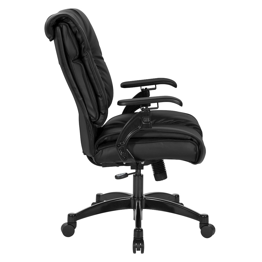Black Leather Conference Chair with Cantilever Arms, Steel Base. Picture 4