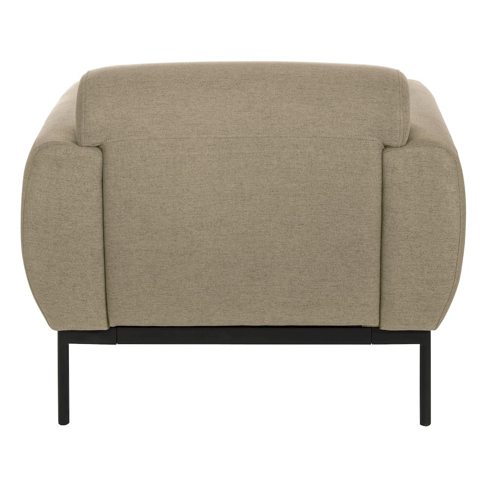 Delta Armchair in Taupe Fabric with Black Metal Legs. Picture 6