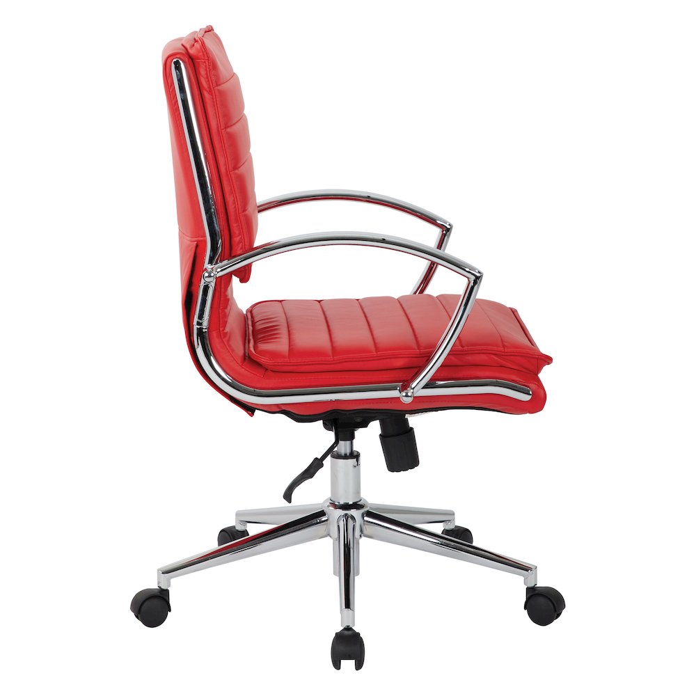 Mid-Back Manager’s Faux Leather Chair with Chrome Base, Removable Arm Sleeves.. Picture 5