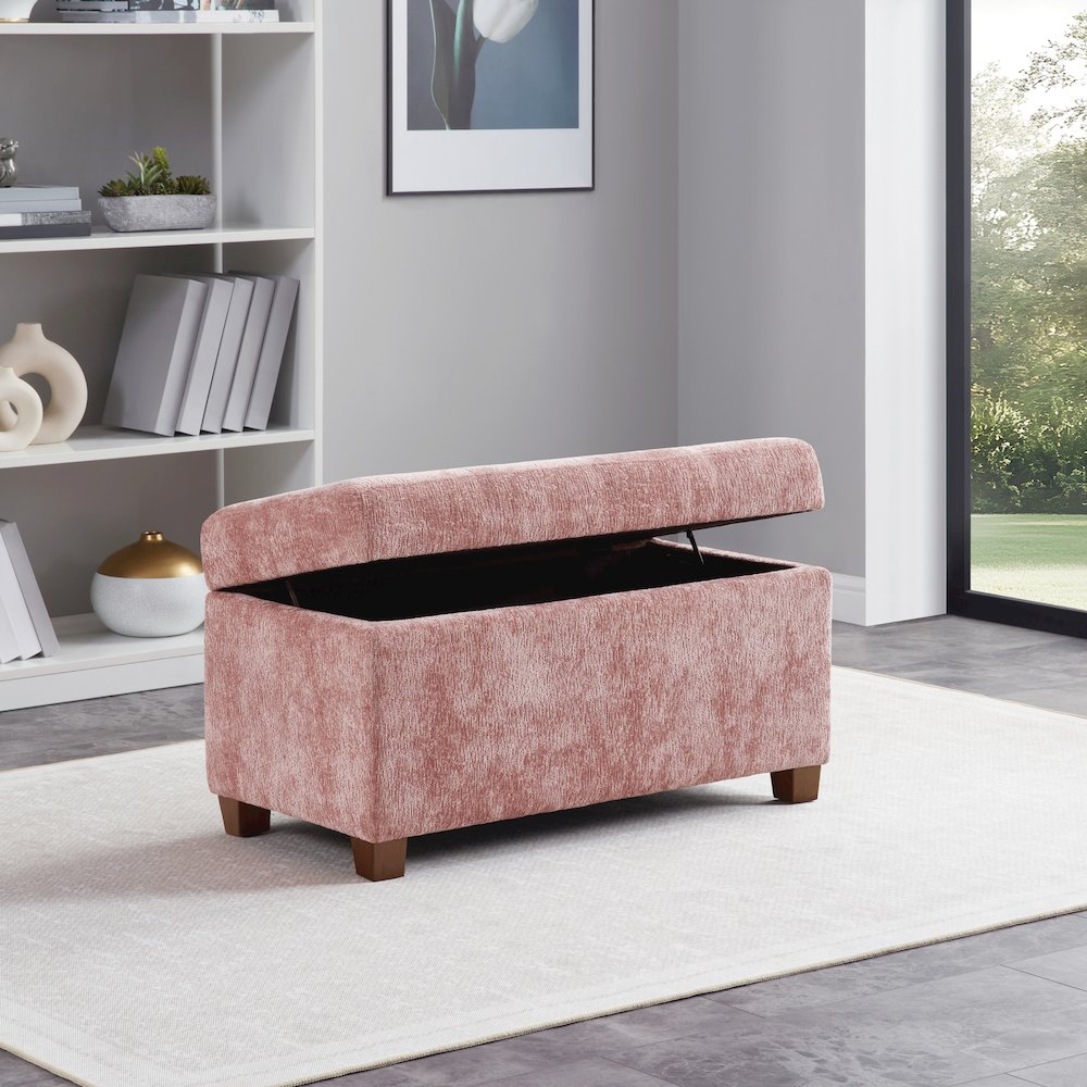 Metro Storage Ottoman in Dusty Rose Fabric. Picture 8