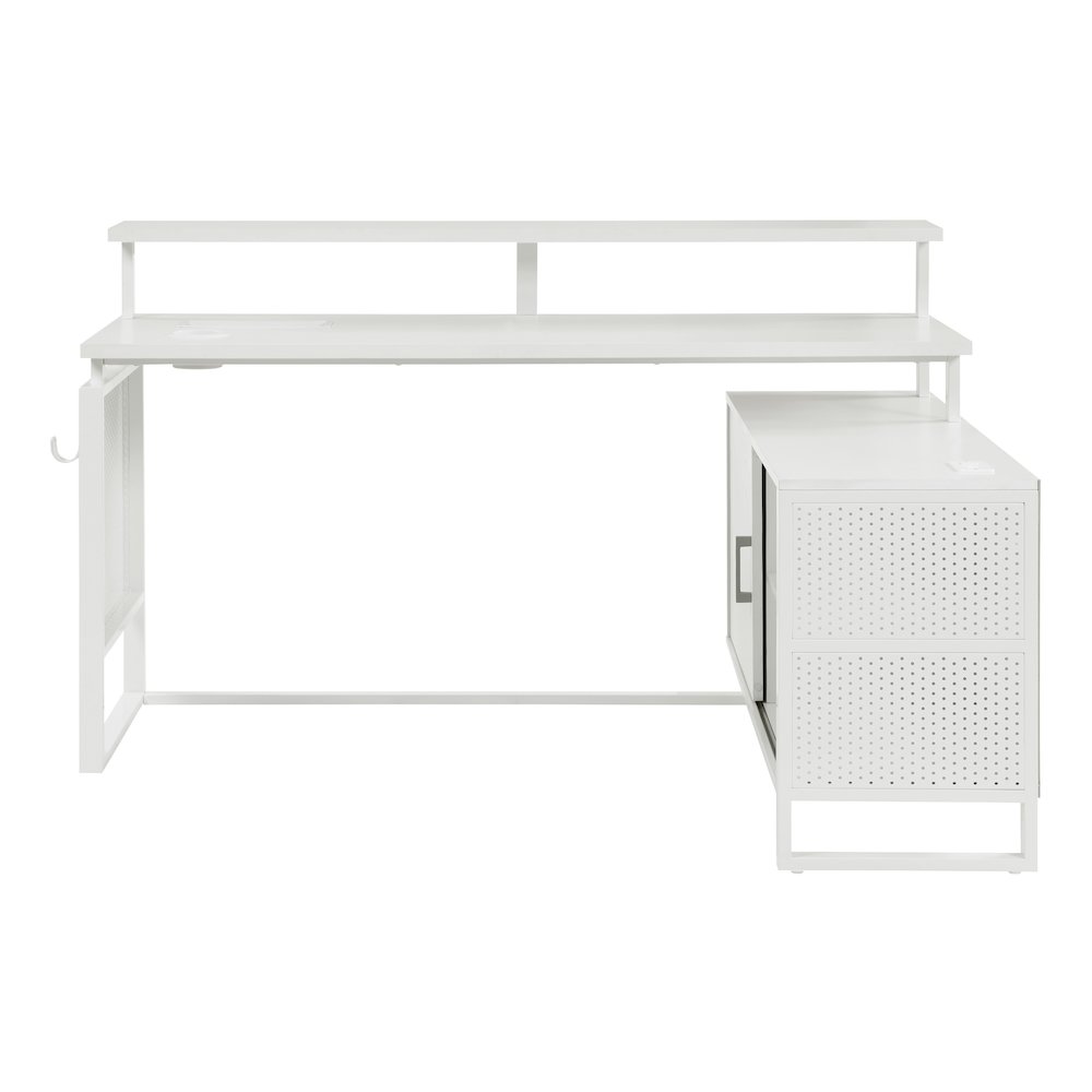 Ace 60"x 50" L-Shape Desk in White Top and White Frame. Picture 2