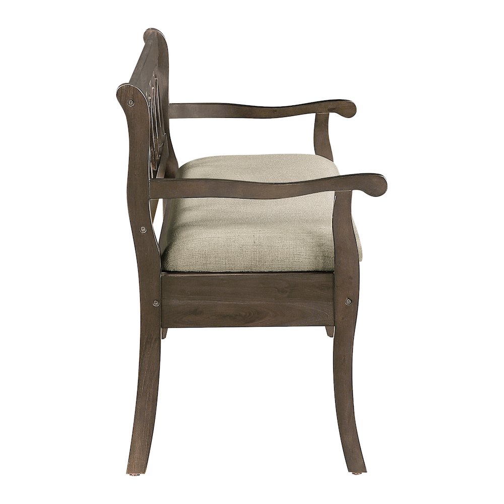 Coventry Storage Bench in Dark Walnut Finish Frame and Beige Seat Cushion K/D. Picture 4
