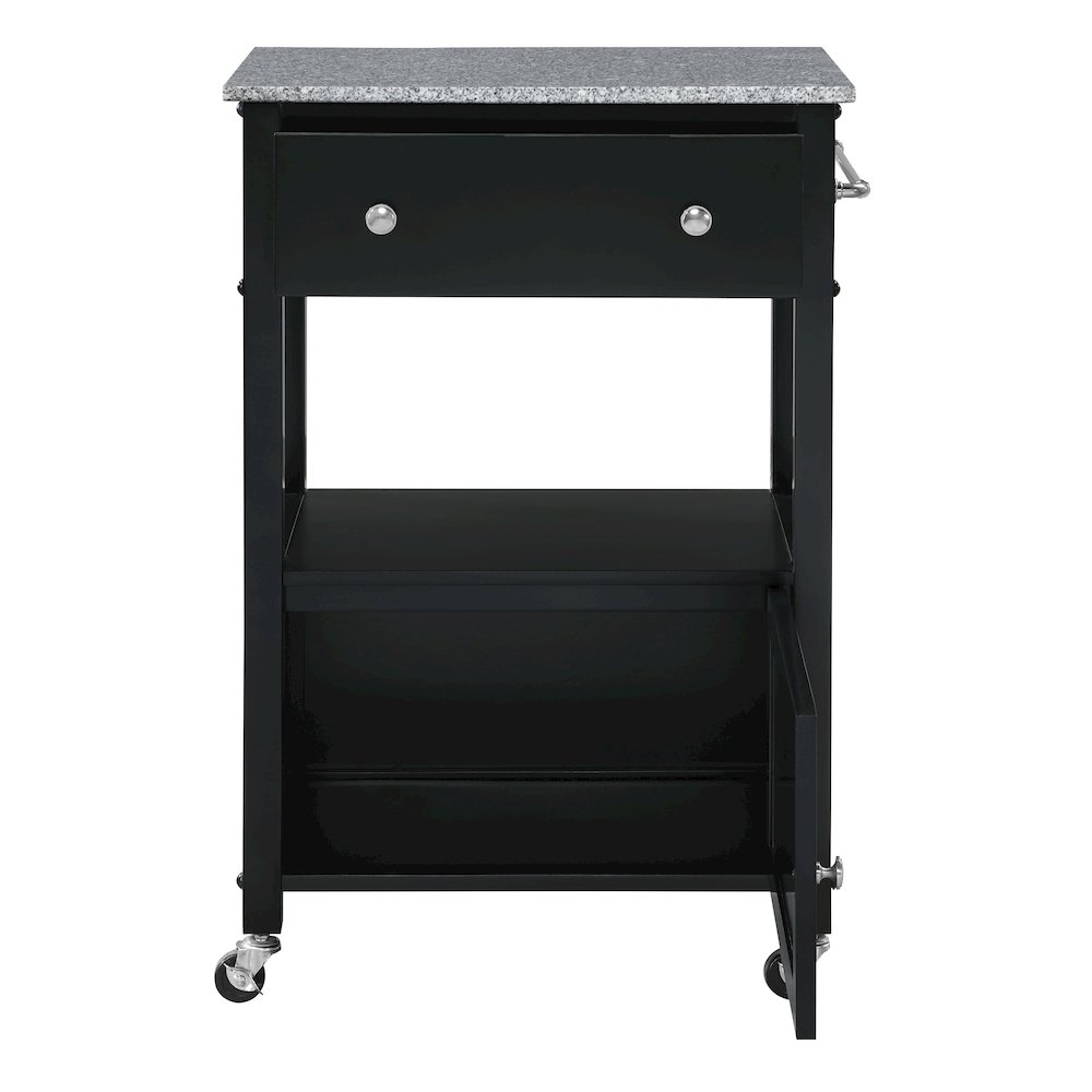Fairfax Kitchen Cart with Granite Top and Black Base. Picture 5