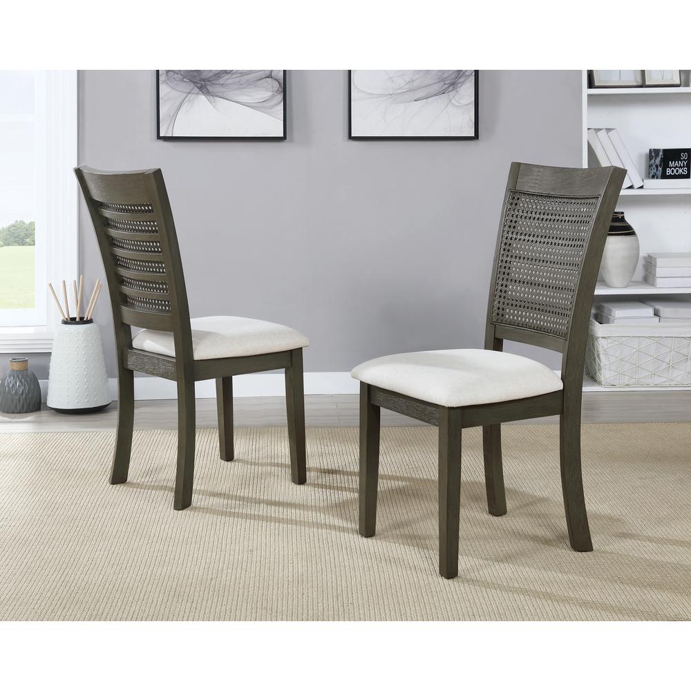 Walden Cane Back Dining Chair 2pk, Linen / Antique Grey. Picture 8