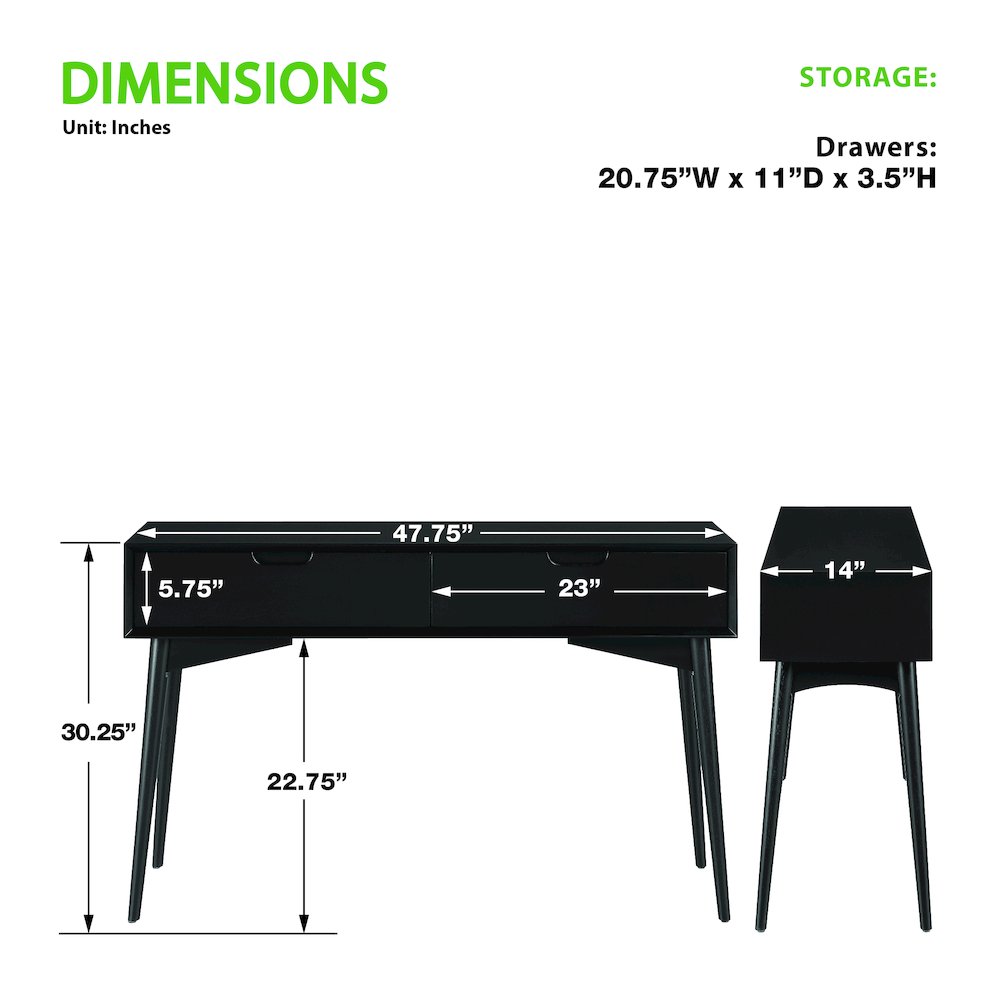 Copenhagen Console Table in Black Finish. Picture 3