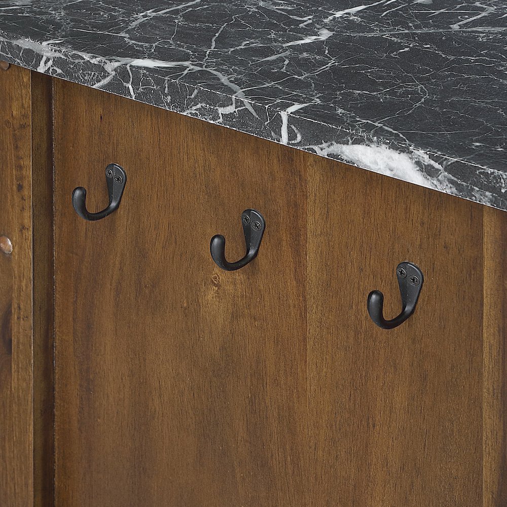 Fairmont Kitchen Cart With Faux Marble Top and Oak Finish Wood. Picture 11