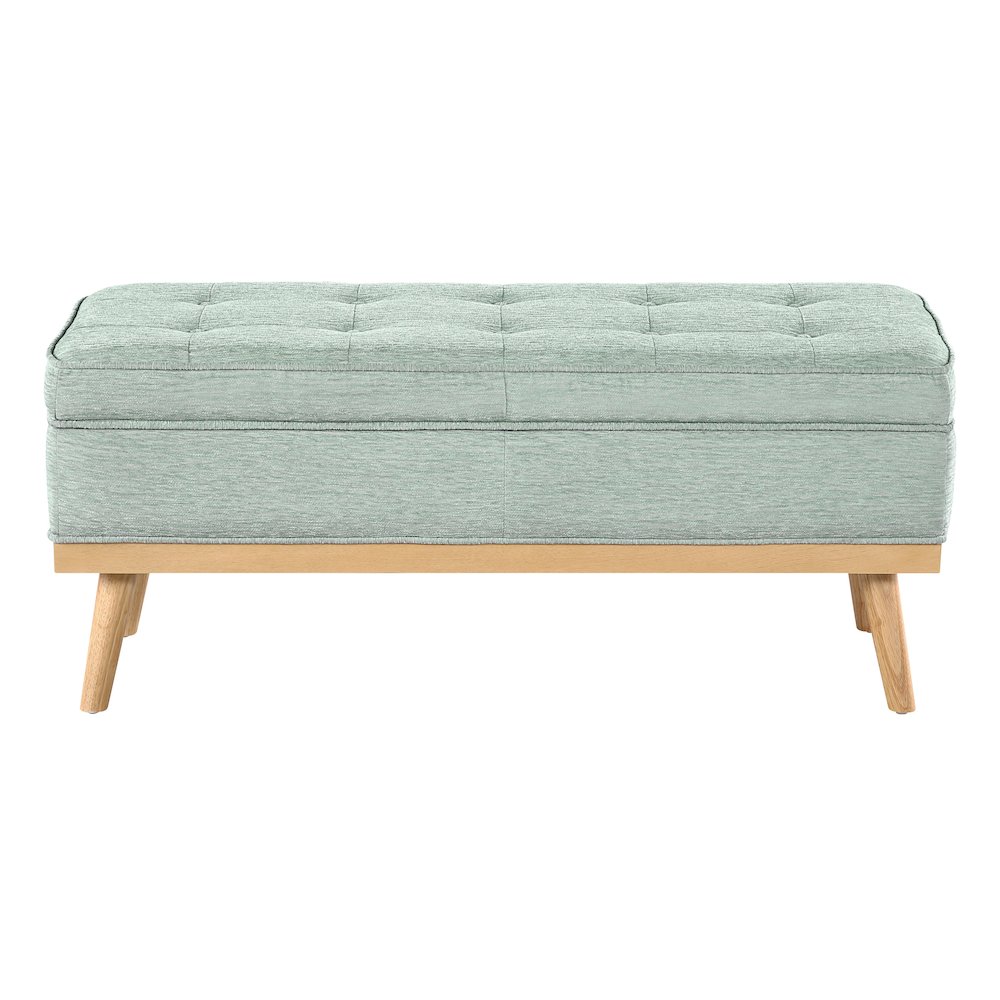 Katheryn Storage Bench in Mist Fabric with National Wood Legs. Picture 6