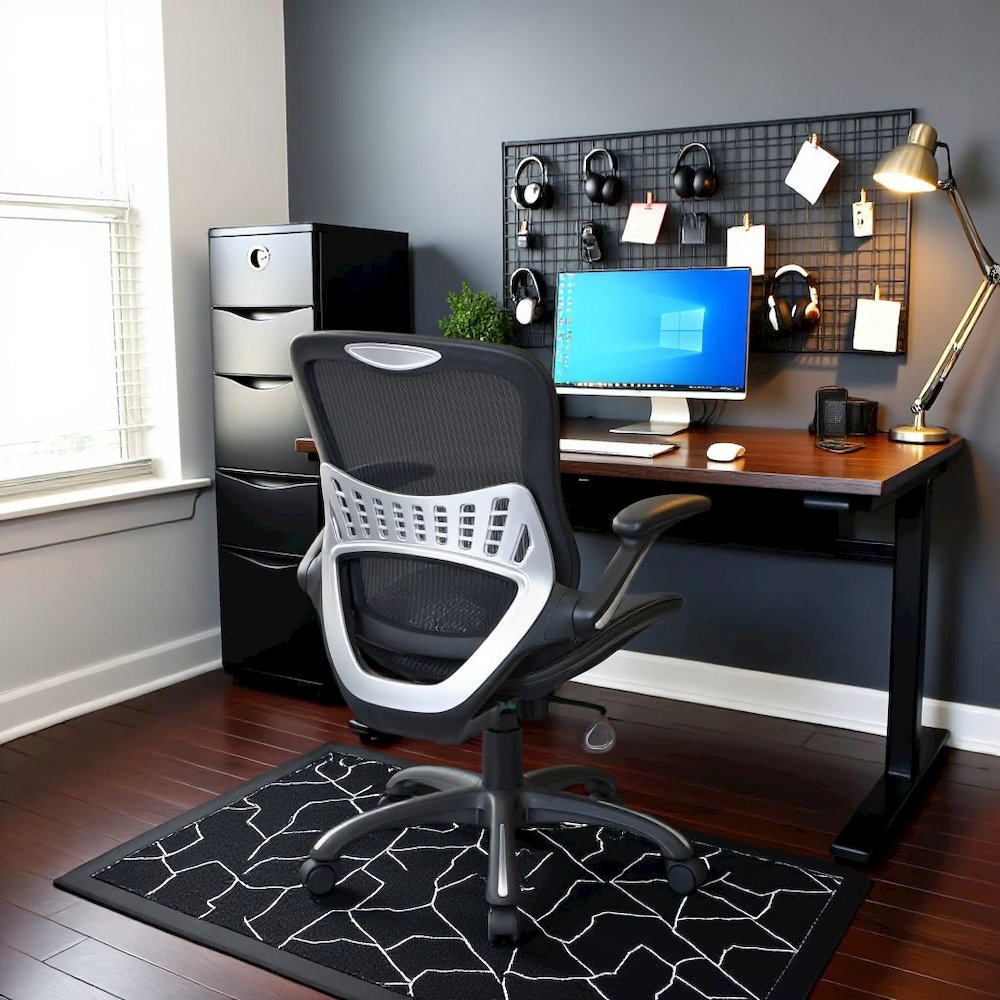 Black Tall Office Chair – Standing Desk Chair With Extended Height Frame. Picture 3