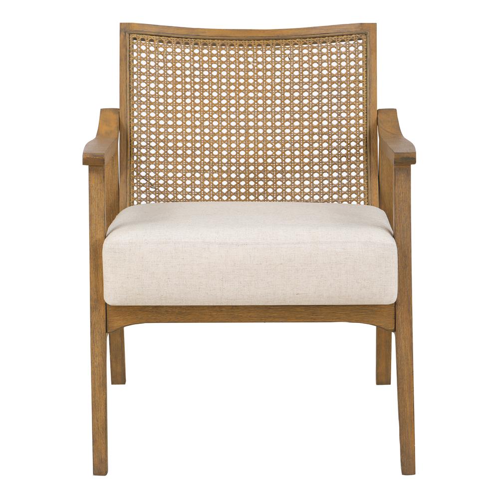 Alaina Cane Back Arm Chair in Linen Fabric with Coastal Wash. Picture 2