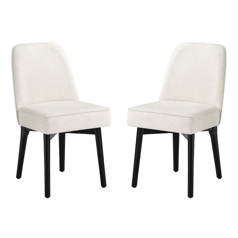 Jada Dining Chair 2-Pack in Linen Fabric with Black Finish Wood. Picture 1