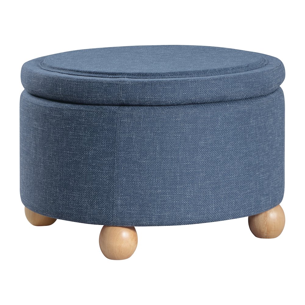 Baynes Storage Ottoman in Navy Fabric. Picture 1