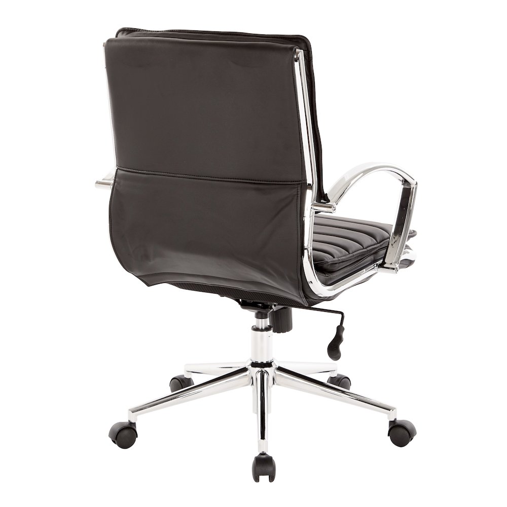 Mid-Back Manager’s Faux Leather Chair with Chrome Base, Removable Arm Sleeves.. Picture 6