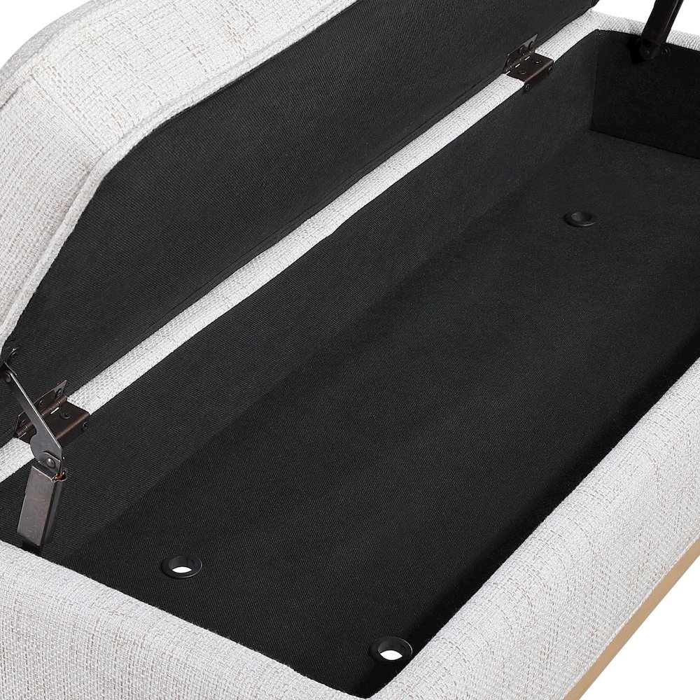 Katheryn Storage Bench in Linen Fabric with National Wood Legs. Picture 10