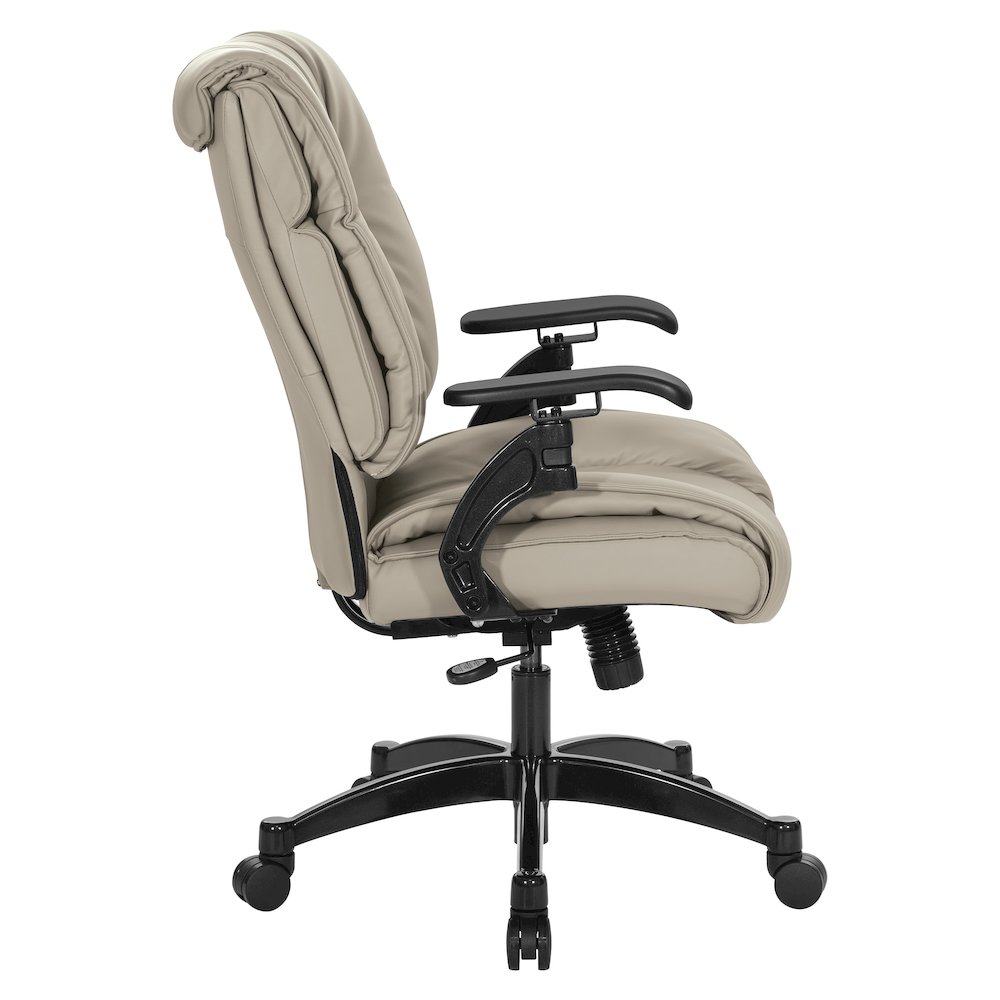 Taupe Leather Conference Chair with Cantilever Arms, Steel Base. Picture 4