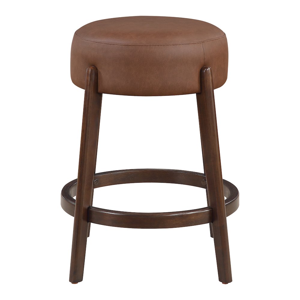 Wesley 26" Counter Stool in Saddle Brown Faux Leather. Picture 6