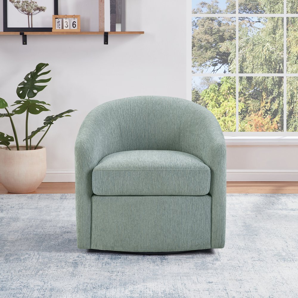 Bella Swivel Chair in Mist Fabric. Picture 8