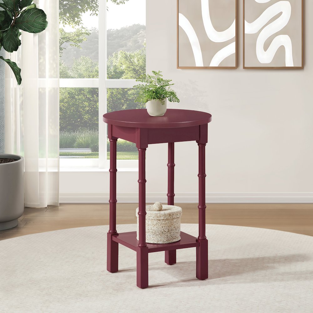 Golden Side Table in Maroon Wood Finish. Picture 7
