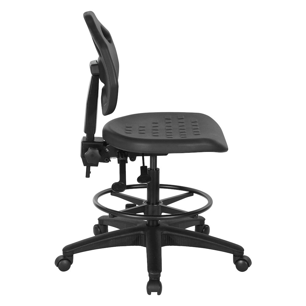 Black Self Skinned Urethane Intermediate Drafting Chair With Adjustable Black. Picture 4