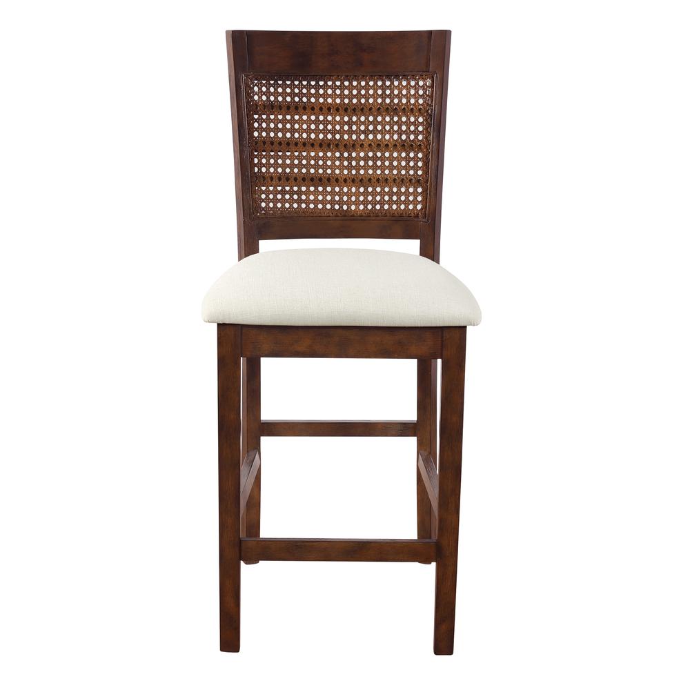 Walden 24" Cane Back Stool 2pk, Linen / Burnt Brown. Picture 4