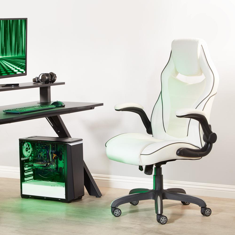 Xeno Gaming Chair in White Faux Leather, XEN25-WH. Picture 6