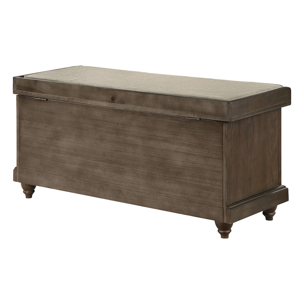 Dover Storage Bench in Dark Finish with Beige Cushion. Picture 5