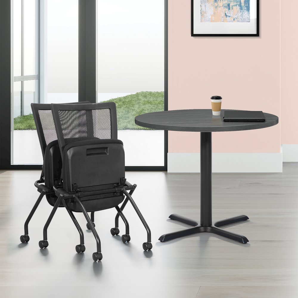 PU Padded Back Soft-Flex Frame Progrid Mesh Back Armless Folding Chair. Picture 9