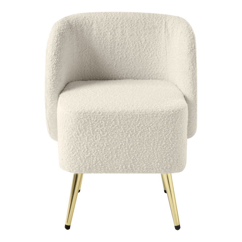 Abrina Vanity Chair in Textured Cream Fabric with Gold Legs. Picture 2