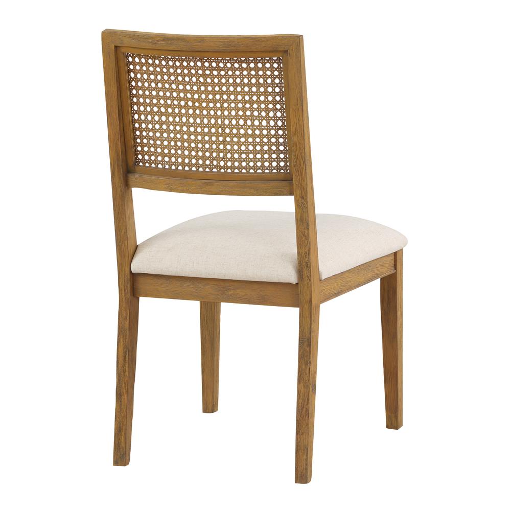 Alaina Cane Back Dining Chair 2 Pack in Linen Fabric with Coastal Wash. Picture 5