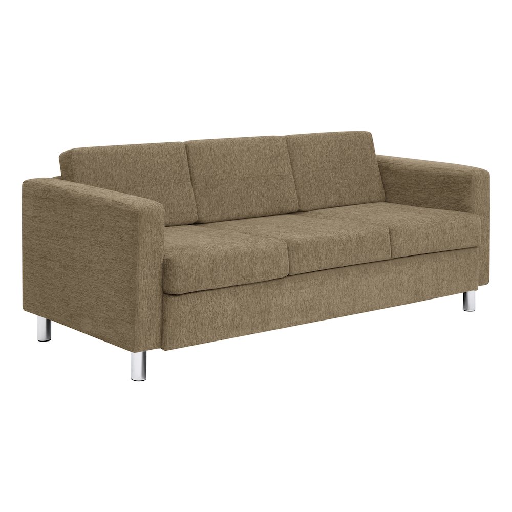Pacific Sofa in Taupe Fabric with Chrome Legs. Picture 1