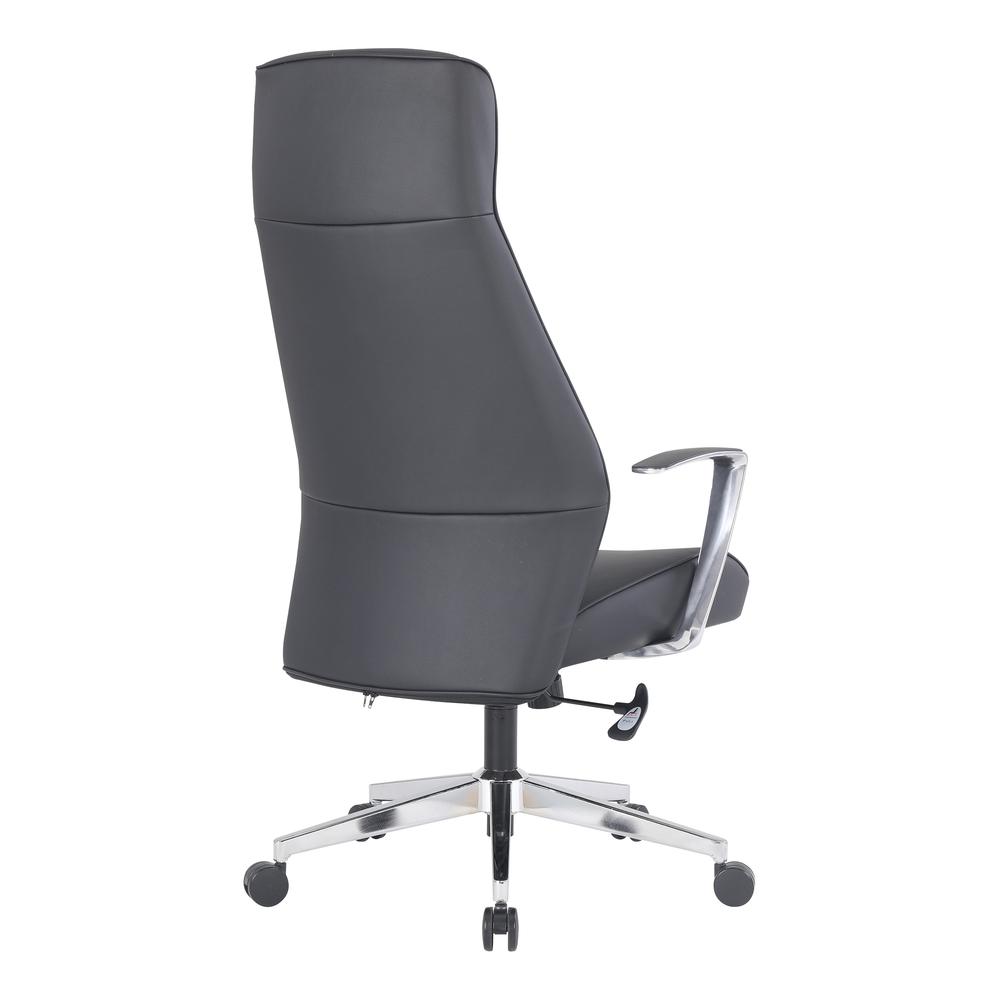 High Back Antimicrobial Fabric Chair with Fixed Padded Aluminum Arms & Chrome Base in Dillon Black. Picture 5