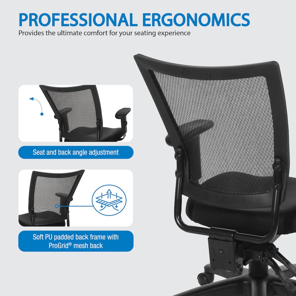 Soft Frame Task Chair Mesh Back in Coal Freeflex Fabric Seat in Black Base. Picture 9