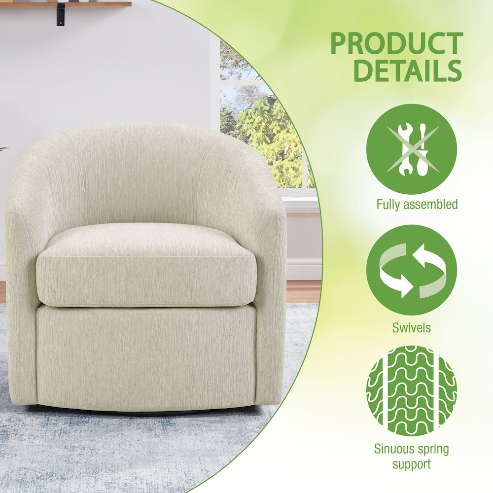 Bella Swivel Chair in Linen Fabric. Picture 9