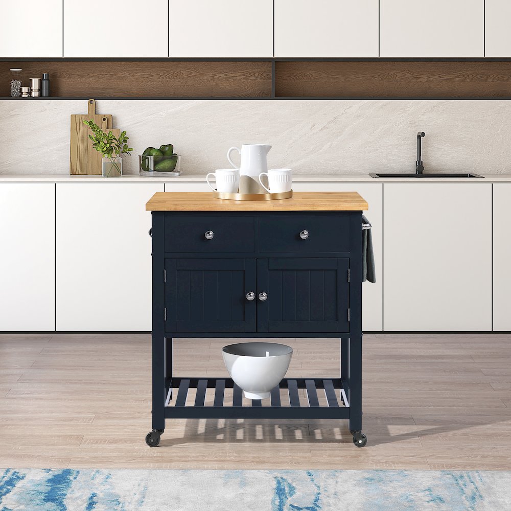 Stirling Kitchen Cart in Blue Finish. Picture 10