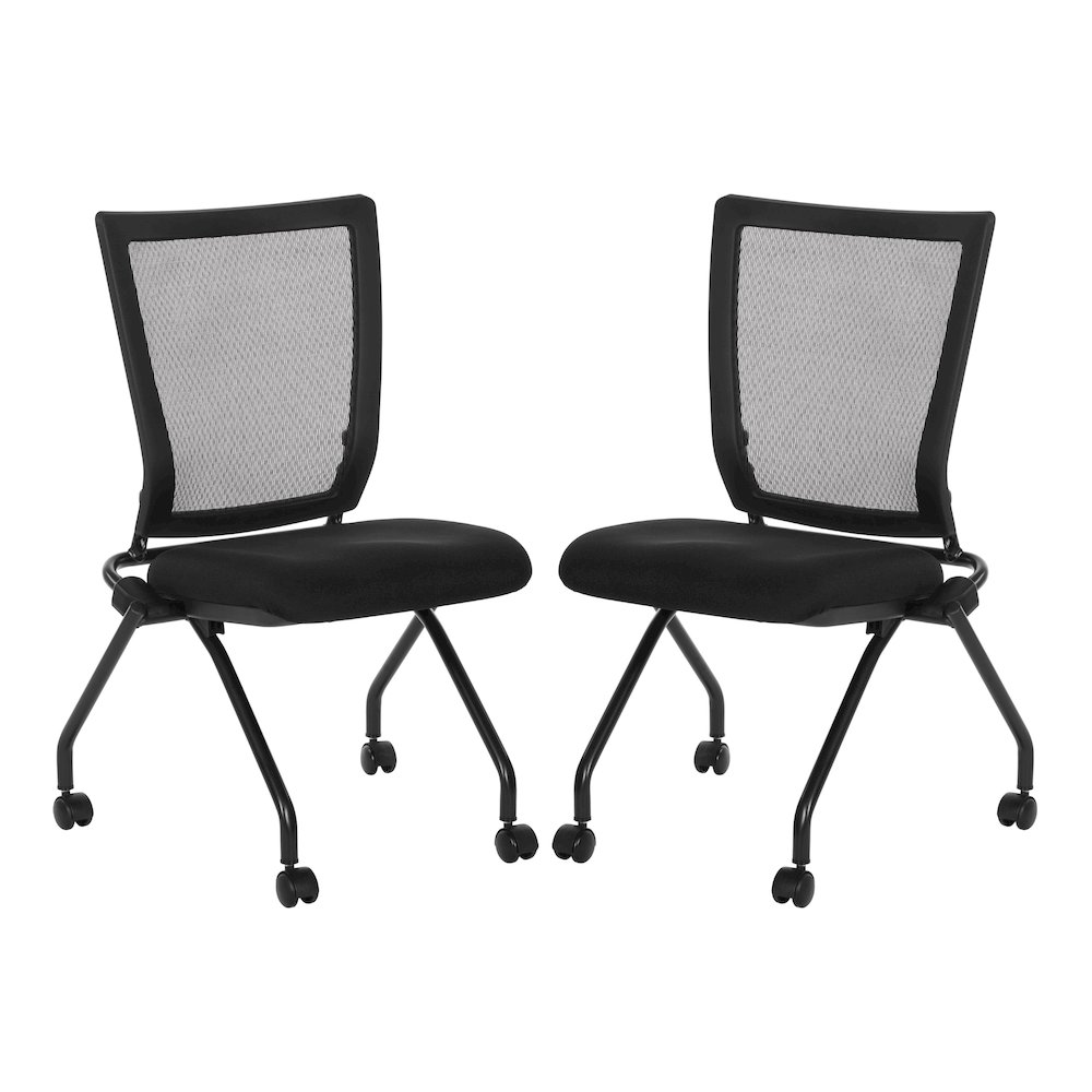 PU Padded Back Soft-Flex Frame Progrid Mesh Back Armless Folding Chair. Picture 1