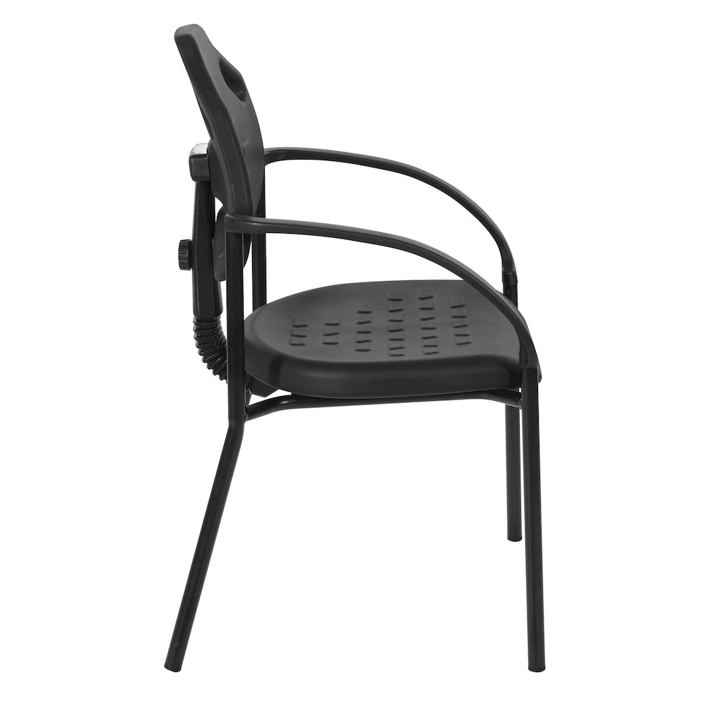 Black Self Skinned Urethane Guest Arm Chair in Black Finish Frame. Picture 4
