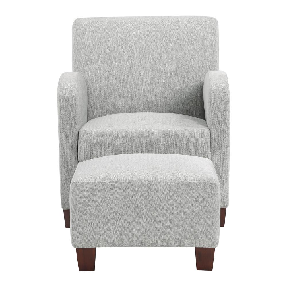 Aiden Chair & Ottoman Herringbone Smoke with Medium Espresso Legs, ADN-H14. Picture 3