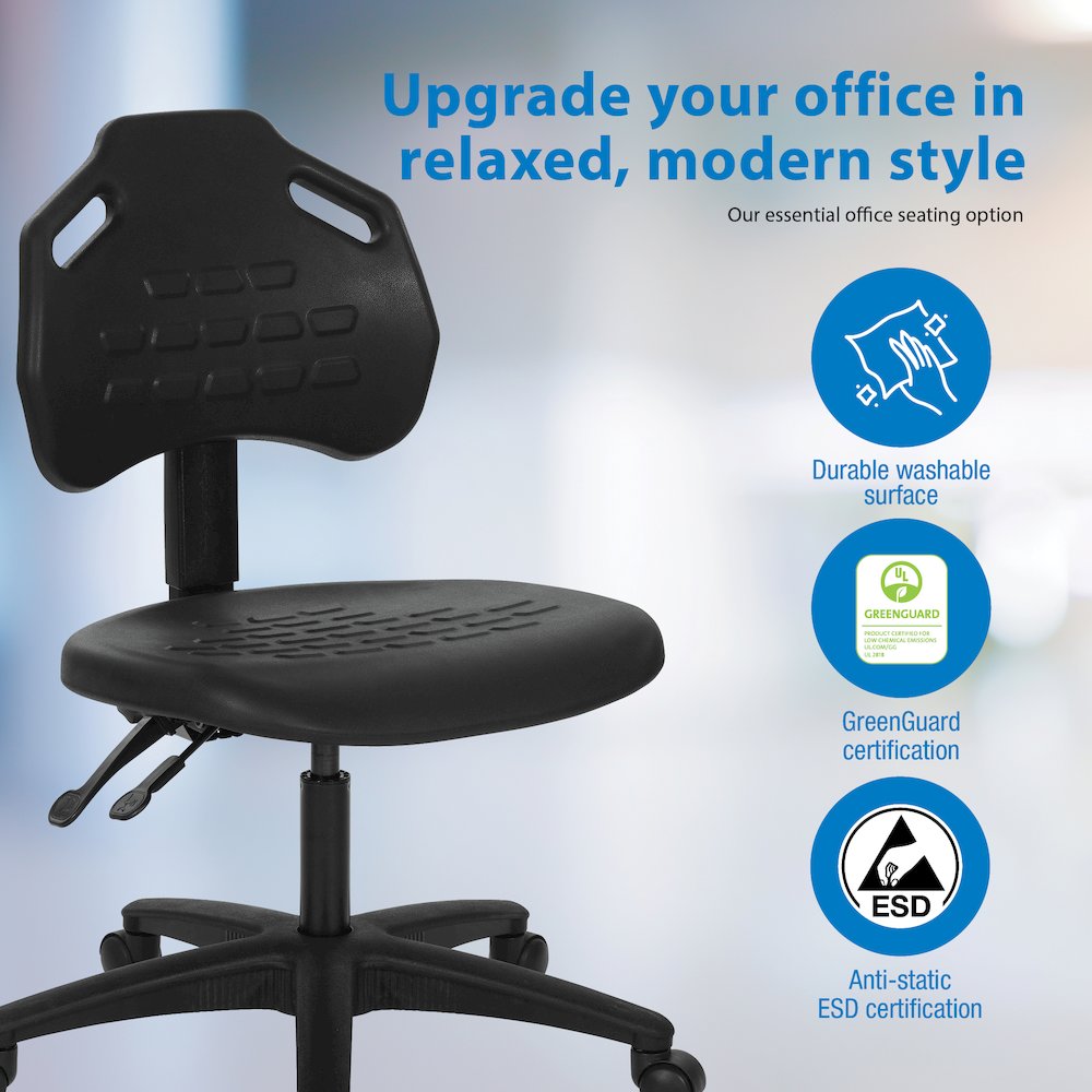 Black Self Skinned Urethane Task Chair Seat With Tilt Back Angel Adjustable. Picture 11