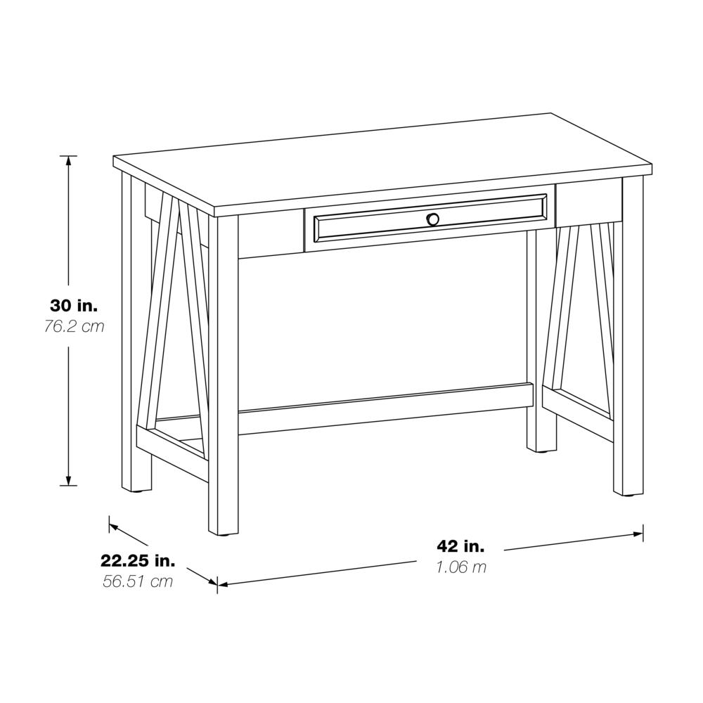 Quinton Writing Desk with Drawer in Salvage Oak, QTN1288-SLV. Picture 2