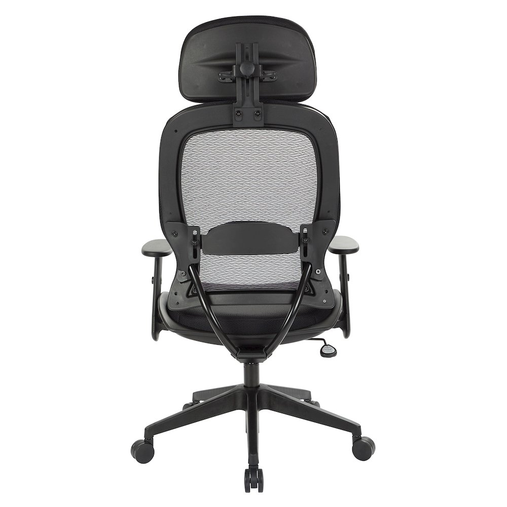 Office Star Professional Air Grid Chair with Adjustable Headrest - Mesh Seat - 5-star Base - Black - 1 Each. Picture 7