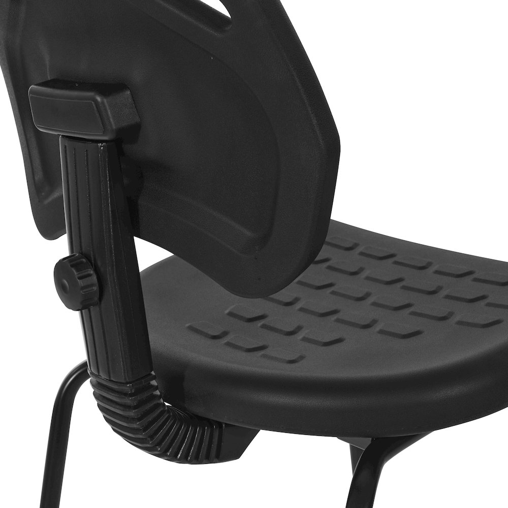 Black Self Skinned Urethane Armless Guest Chair in Black Finish Frame. Picture 9