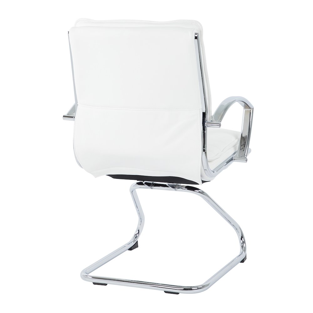 Guest Faux Leather Chair with Chrome Base and Includes Removable Arm Sleeves. Picture 6