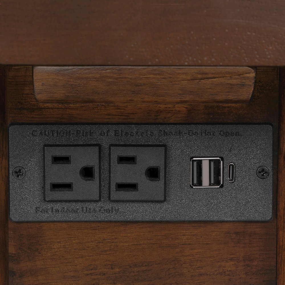 Winston Accent C-Table with Power in Dark Oak Finish. Picture 9