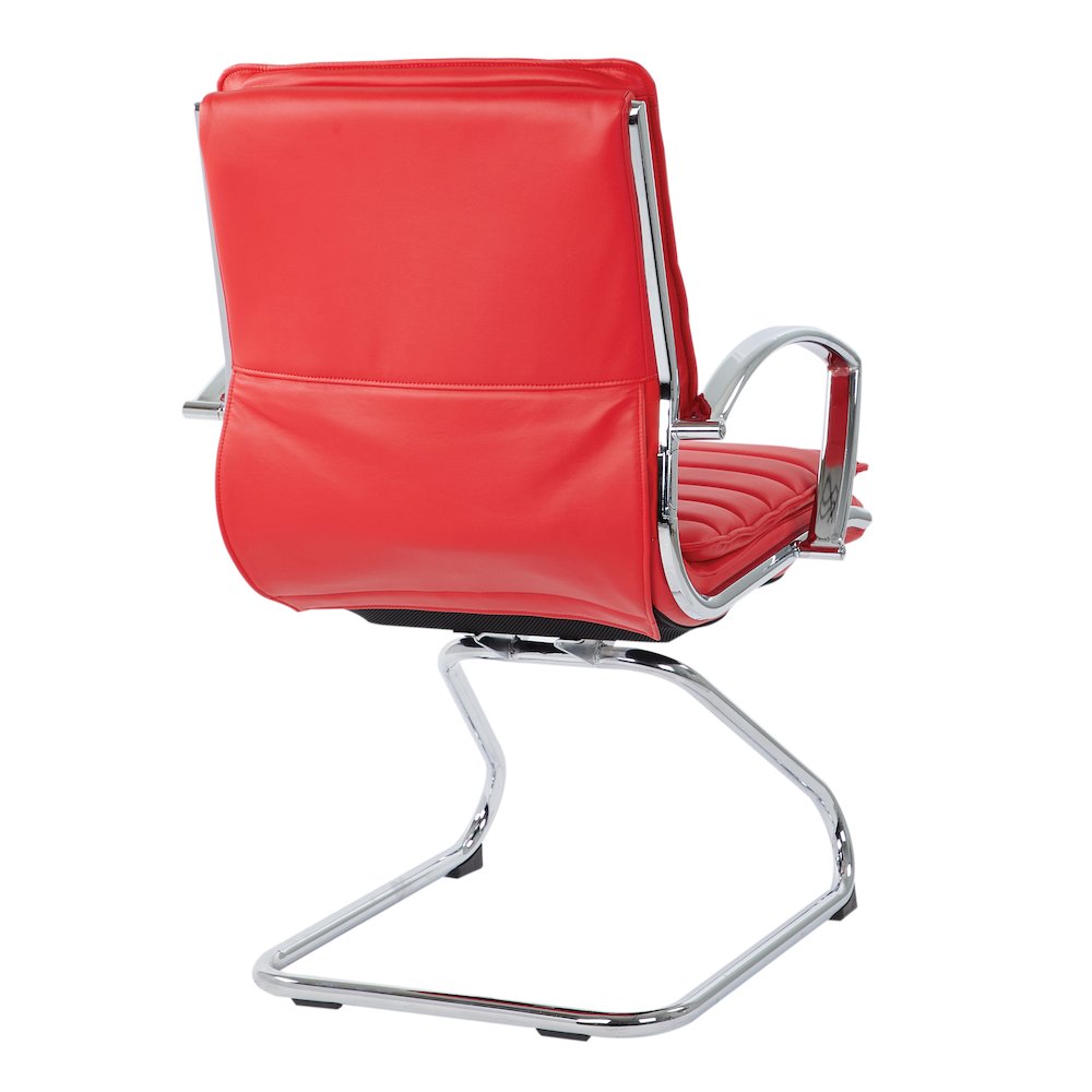 Guest Faux Leather Chair with Chrome Base and Includes Removable Arm Sleeves. Picture 6