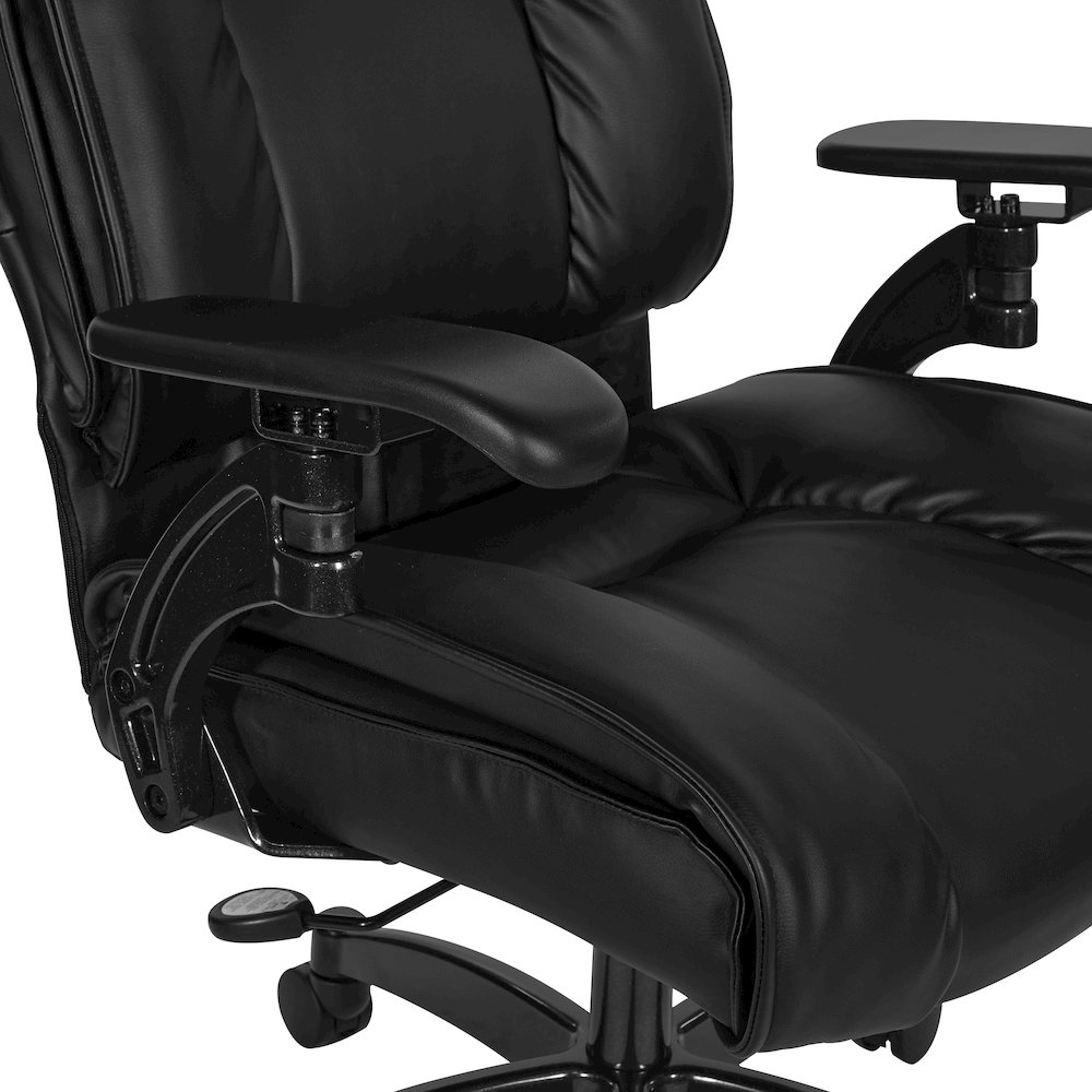 Black Leather Conference Chair with Cantilever Arms, Steel Base. Picture 8